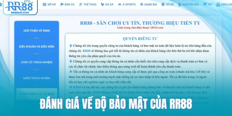 Đánh giá về độ bảo mật của RR88